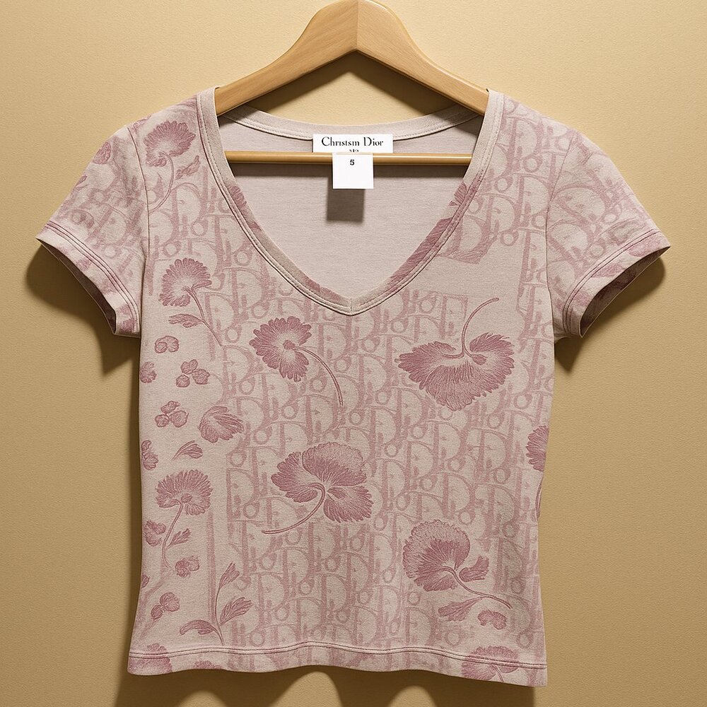 🌸Christian Dior Galliano-Era Vintage “Cherry Blossom” Tee – Size 8